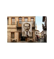 Sivil Mustafa Kemal Atatürk Poster Bayrak Premium Raşel Kumaş 300x450cm ATA34