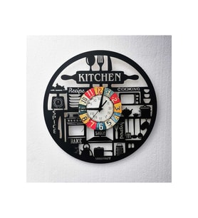 bilge Tasarım kitchen ( mutfak ) Duvar Saati 40 x 40 CM (Karışık)