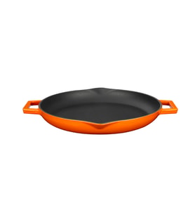 Lava Döküm Yuvarlak Kızartma Tavası Döküm Demir Yekpare Çift Kulplu Çap(Ø)26cm. (Turuncu)