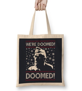 Dads Army We're Doomed Christmas Knit Pattern Bez Çanta Uzun Saplı