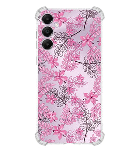 PrintiFy Samsung A05s Uyumlu Köşe Korumalı Floral Pembe Tasarımlı Şeffaf Silikon Kılıf