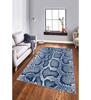 Lacivert Crocodile Kaymaz Tabanlı Dekoratif Halı RV234 - 100 x 160 cm