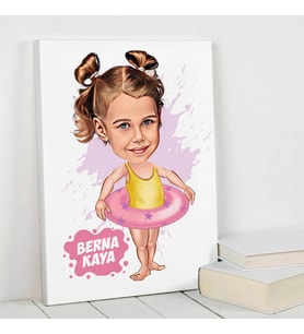 Balerin Kız Karikatürlü Kanvas Tablo