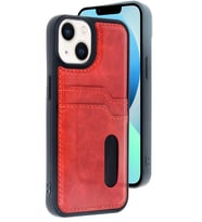 iPhone 14 Kılıf Sara Kartvizitli Deri Kılıf - Kırmızı