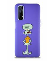 Realme 7 Soft Premier Kapak Squidward Dokunaç Tasarımlı Silikon Kılıf - Mor (Şeffaf)