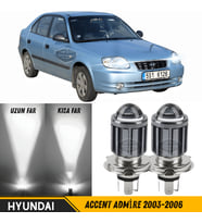 Hyundai Accent Admire 2003-2006 Mercekli Far Ampulü Led Xenon Beyaz Şimşek Etkili Lamba Uzun Kısa