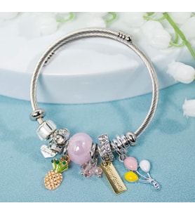 Ananas Charmlı Pandora Model Şık Kadın Bileklik