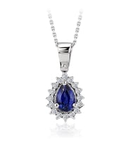 0,73 Karat Pırlanta Safir Kolye (Beyaz)
