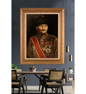 Altın Varaklı Çerçeveli Paspartulu Atatürk Tablo DC1262 (Gold)