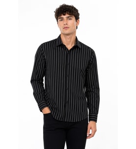 Erkek Spor Silim Fit Çizgili Yazlık Gömlek BGL-ST05380