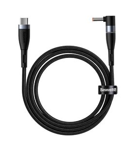 Baseus Zinc Manyetik Type-C to DC Round (40x17mm) Lenovo Laptop Şarj Kablosu 100W 2 - GLST2327-725 (Siyah)