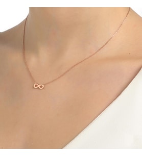 925 Ayar Rose Gümüş Minik Sonsuzluk Kolye