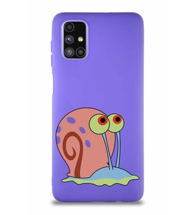 Samsung Galaxy M51 Soft Premier Kapak Salyangoz Gary Tasarımlı Silikon Kılıf - Mor (Şeffaf)