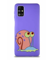 Samsung Galaxy M51 Soft Premier Kapak Salyangoz Gary Tasarımlı Silikon Kılıf - Mor (Şeffaf)
