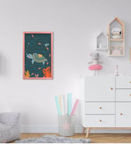 BK Home Kaplumbağa Tasarımlı Dekoratif Pembe Ahşap Çerçeveli Çocuk Odası Tablo-1
