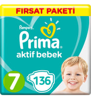 Prima Bebek Bezi 7 Beden Fırsat Paketi 15+ Kg (4*34) 136 Adet