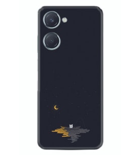 Vivo Y18 Kılıf Silikon Desen Özel Seri Ay Ve Kedi 1683