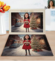 BK Gift Kişiye Özel Kadın Yılbaşı Karikatür Tasarımlı 1000 Parça Profesyonel Puzzle-2, 1000 Puzzle, Yeni Yıl Hediyesi, Yılbaşı Hediyesi