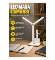 Kısılabilir LED Masa Lambası – Kalemlik ve Telefon Standlı Esnek Tasarım