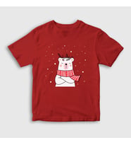 Presmono Unisex Çocuk Kırmızı Polar Bear Kutup Ayısı Yılbaşı T-Shirt 270678tt (Kırmızı)