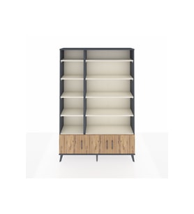 Arges Dolap 10 Raflı 3 Kapaklı 132x30x195 Antrasit-Çam/Aytaşı