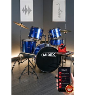 Midex CD900X-BL 22'' Yetişkin Akustik Bateri Davul Seti 22B-13T-12T-16F-14S (5 Parça)