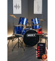 Midex CD900X-BL 22'' Yetişkin Akustik Bateri Davul Seti 22B-13T-12T-16F-14S (5 Parça)