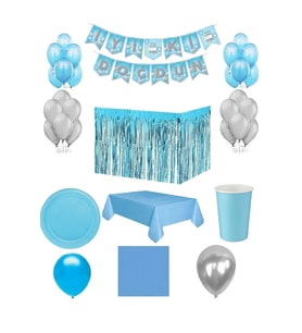 Mavi Gümüş Iyiki Doğdun Doğum Günü Seti Mavi Gümüş Balon