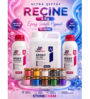 Ultra Şeffaf Epoksi Reçine 6 Kg Pigment Seti 10x15 Ml Hobi Sanat Ahşap Magnet Yapımı Için