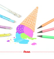 Hybrid Milky K108-PV jel tükenmez kalem, pastel mor, açık ve renkli kağıtlar üzerinde ışıldar, çizgi kalınlığı 0,4 mm