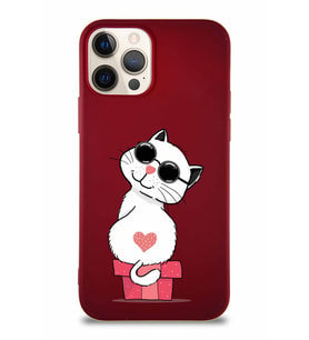 Apple iPhone 12 Pro Soft Premier Kapak Coolcat Tasarımlı Silikon Kılıf - Mürdüm (Şeffaf)