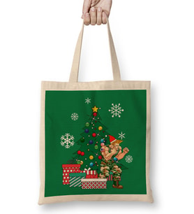 Guile Around The Christmas Tree Street Fighter Bez Çanta Uzun Saplı