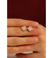 Pembe Yonca Çocuk Altın Küpe