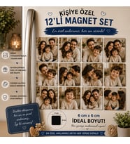 12'li Kare Fotoğraf Magneti Anne Baba Erkek Çocuğa Kişiselleştirilebilir Aile Hediye Seti