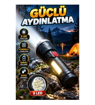 9 LED Şarjlı El Feneri – 4 Modlu Uzun Menzilli Güçlü Aydınlatma
