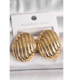 Pirinç Gold Renk İşlemeli Oval Model Kadın Küpe 5886 - HEP-4177-7497