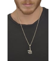 Erkek Antik Gümüş Kaplama Anubis Jackal Simge Uçlu Kolye