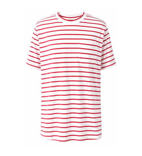 Trender O Yaka Çizgili Cepli Kırmızı Erkek T-Shirt 4057