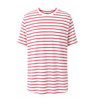 Trender O Yaka Çizgili Cepli Kırmızı Erkek T-Shirt 4057
