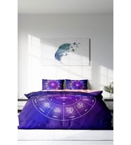 Çift Kişilik ( Lastikli Çarşaflı ) %100 Pamuk Saten Nevresim Takımı Astroloji