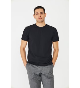 Siyah Basic Bisiklet Yaka Erkek T-Shirt