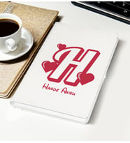 BK Gift Kişiye Özel Kalpli Harf Tasarımlı Beyaz Defter