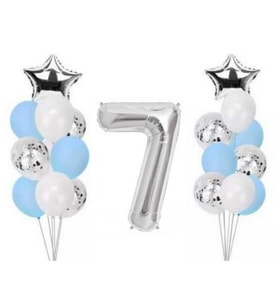 7 Yaş Gümüş Folyo Balon Set 21 Adet