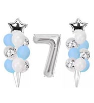 7 Yaş Gümüş Folyo Balon Set 21 Adet