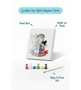 Anneler Günü Eğitici Boyama Tuvali Şövalesiz Boya Seti 20x20 cm