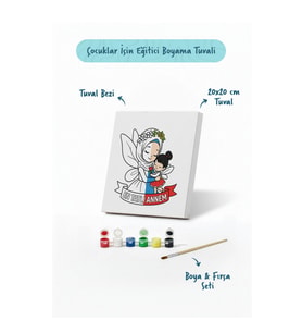 Anneler Günü Eğitici Boyama Tuvali Şövalesiz Boya Seti 20x20 cm