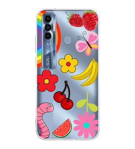 PrintiFy Tecno Spark 7 Pro ile Uyumlu 1mm Slim Fit Water Color 5 Baskılı Şeffaf  Kılıf