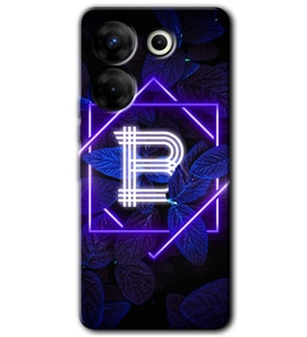 Tecno Camon 20 Pro 5G Kılıf HD Desen Baskılı Kılıf - Dark Neon Yaprak B Harfi
