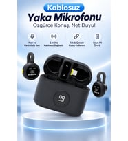 J77 Kablosuz Yaka Mikrofonu 2'li Şarj Kutulu AI Gürültü Önleyici Type-C Alıcılı Vlog Röportaj Canlı Yayın Mikrofonu