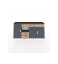 Arges Konsol 4 Raflı 4 Çekmeceli 3 Kapaklı 176x30x99 Antrasit-Antrasit/Çam